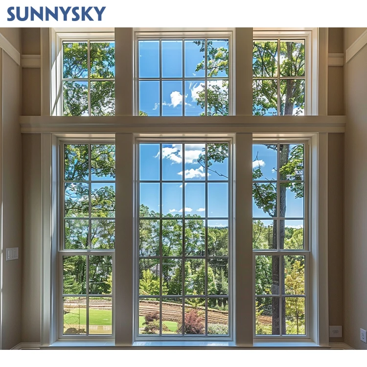 Sunnysky лучшие Ураганные окна новые строительные черные с двойным остеклением алюминиевые створки для спальни