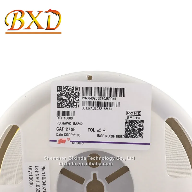 0402CG270J500NT 0402/1005  COG/NPO 27pf 5% error 50V 0.5mm thickness Brand new genuine chip ceramic capacitor