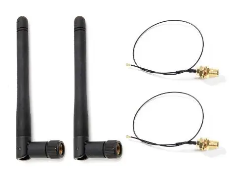 2dbi Wireless 2.4GHz WiFi Antenna RP-SMA + MHF4/IPX Pigtail Cable for NGFF M.2 Wireless card M.2 long range wifi antenna