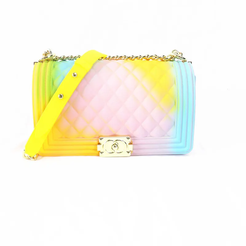 2020 Wholesale PVC shoulder bag women handbags rainbow bag jelly candy purse