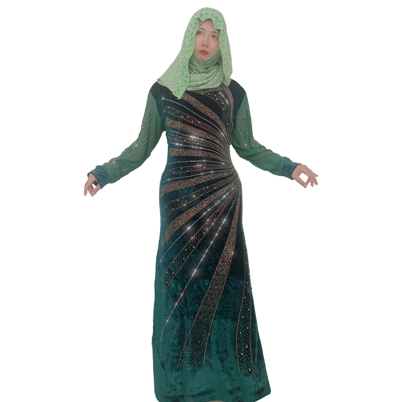 Abaya Women Muslim Dress Middle Eastern Robe African Diamond-Studded Long Skirt Muslim Wedding Dress Bridal Gowns For Women