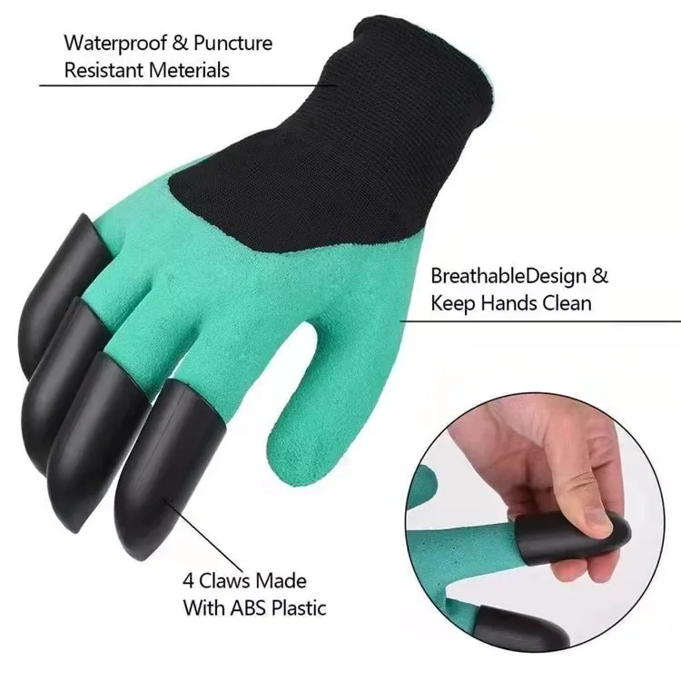 4 Claws Wholesales Waterproof Gardeners Digging Planting Home Tools Latex Palm Coated Garden Gloves