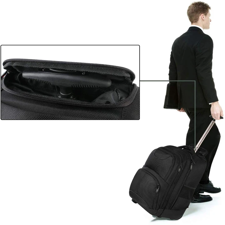 17 inch  business laptop Backpack with Wheels for High School or College, Rolling Travel Backpack, Trolley Luggage Suitcase