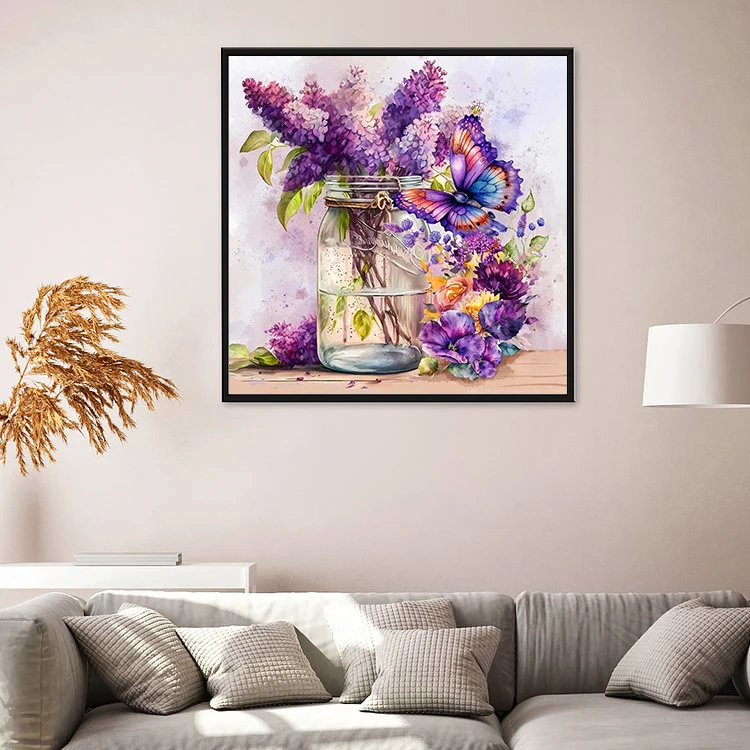 Diamond Painting New Butterfly and Flowers Vase 5d Custom Diamond Painting DIY Square Diamond Art Painting Kits for Adults