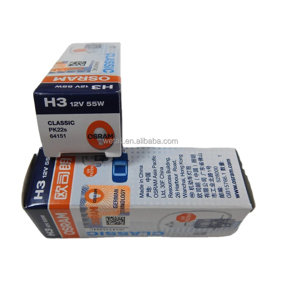 Оригинальная новая автомобильная фара дальнего света 64151 12V55W H3 PK22s с проволочной машиной галогенная лампа