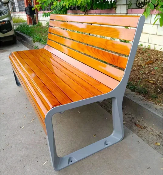 Park garden outdoor aluminum frame preserving timber or plastic tech faux wood or whole aluminum patio bench waterproof  durable