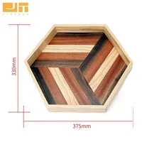 Walnut Wood Hexagon Serving Tray Splicing Wooden Breakfast Tray Serving Dinner Coffee Tray at Home