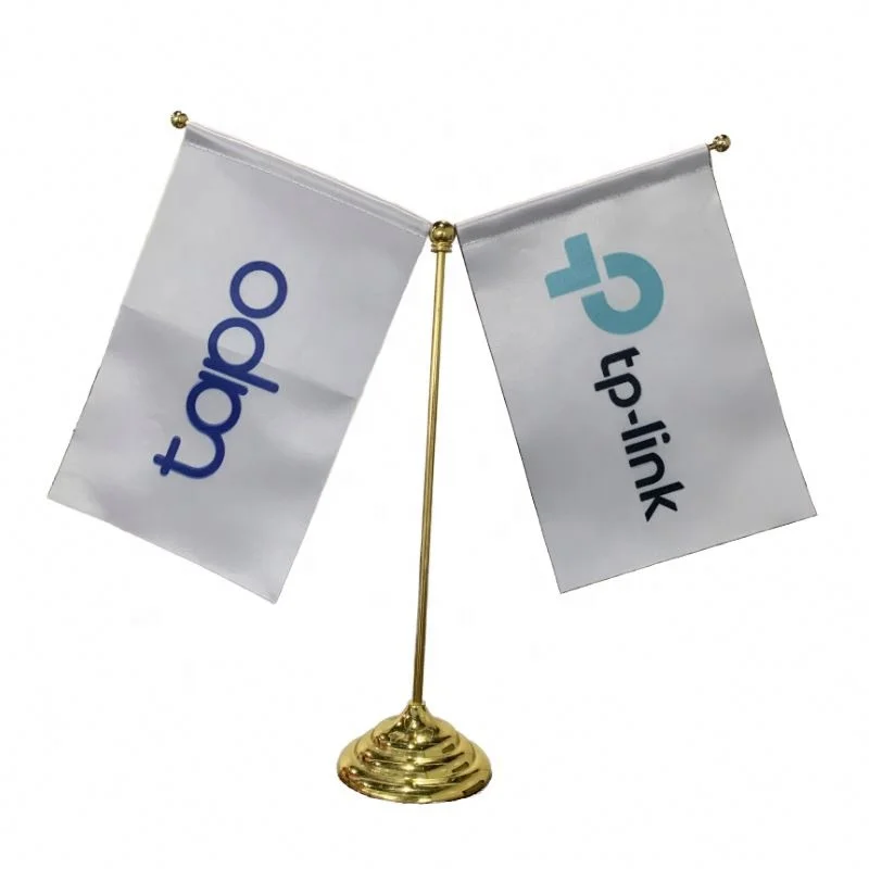 2024 Wholesale Office Custom Logo Flag Stand Stainless Steel Pole Table Flags Mini Desk Indoor Decorative Banner Stand