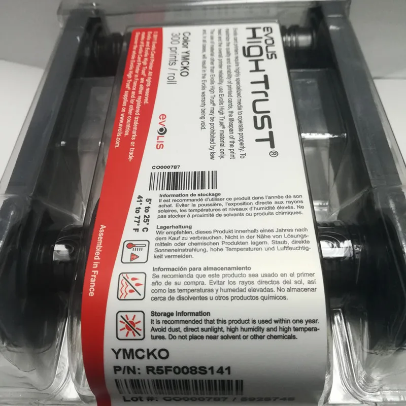 R5F008S141 Ymcko Color Ribbon 300 Prints For Evolis Primacy Card Printer