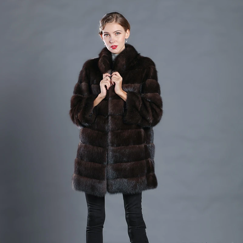 2022 Wholesale natural mink fur coat winter sable fur coat real mink fur coat women
