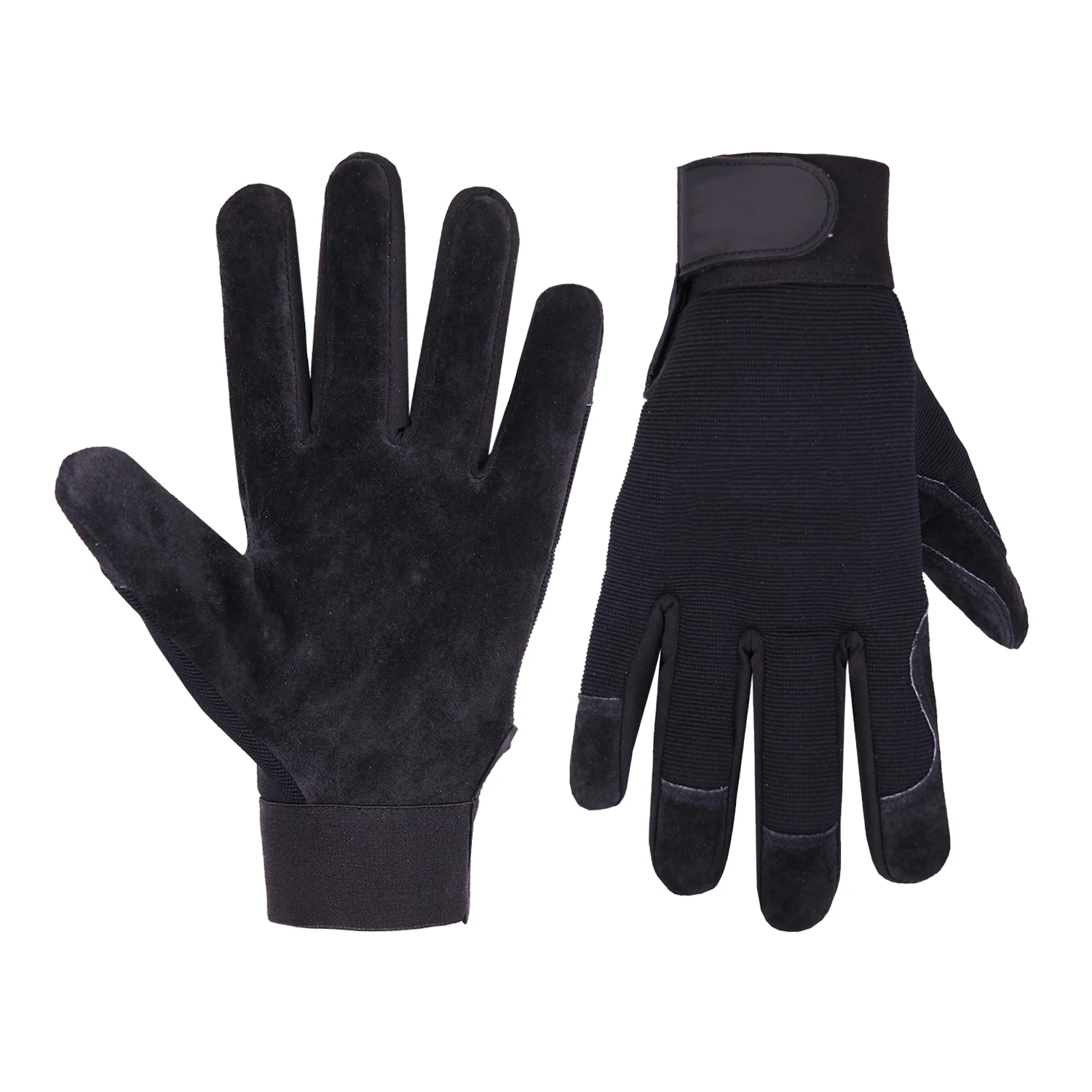 HANDLANDY Black Pigskin Pig Leather Work Gloves Split Leather Mechanics Gardening Driving Industrial Safety Gloves