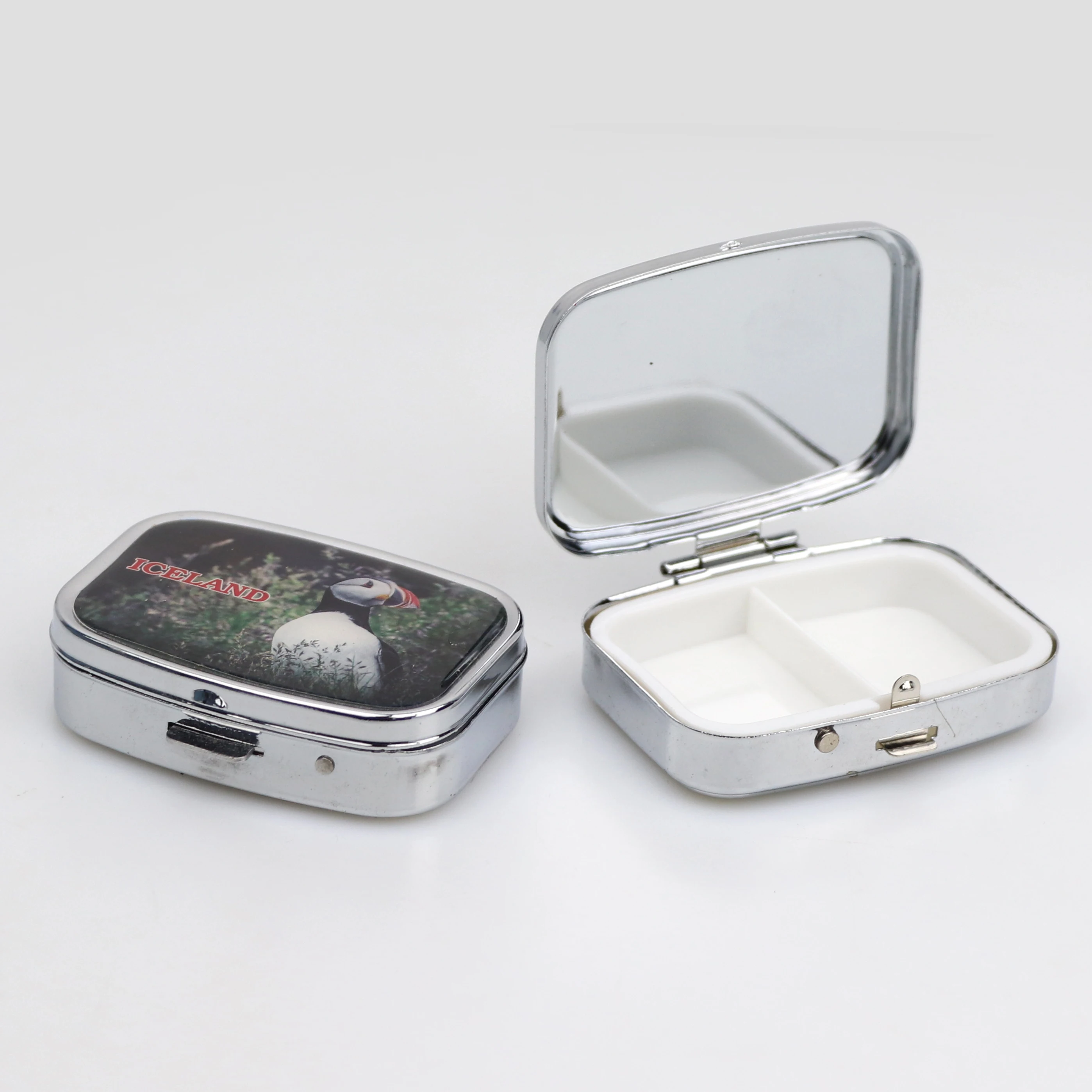 Sell Well Custom Logo and Shape Shiny Sliver Metal Pill Box Case Blank