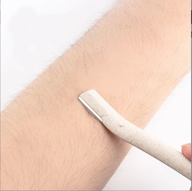 3pcs Wheat Straw Eyebrow Razor Trimmer Biodegradable Facial Hair Remover Trimmer