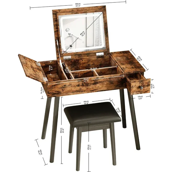 Wholesale flip top vanity set dressing table with drawers and cabinets