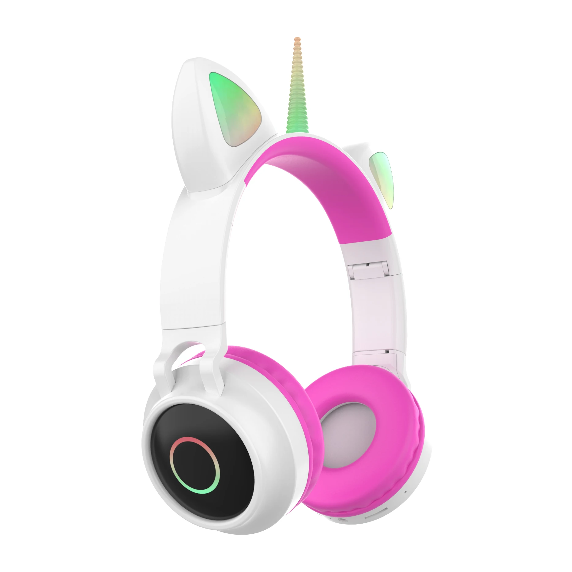 Christmas Unicorn Hot Ture Wireless Headset Cute Earphone for Girls Cat Ear Kids Headphones with Colorful Light TF Card Playback