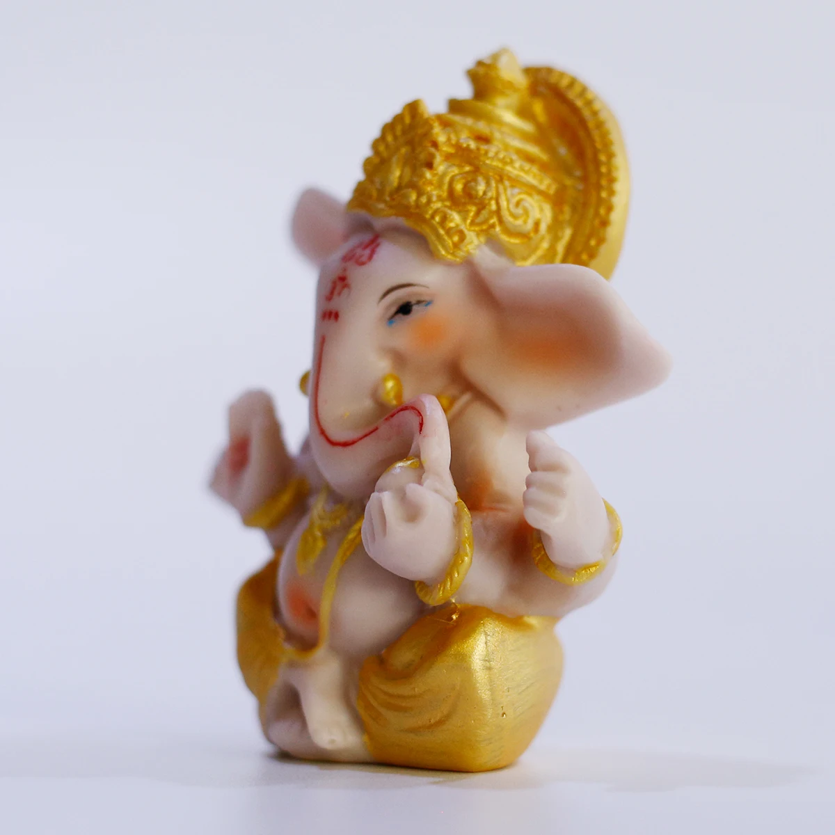 9cm Hot Selling Indian God Figure Gold Baby Ganesha Hindu Idol Sitting Statue Crafts Ganpati Gilt Ganesh