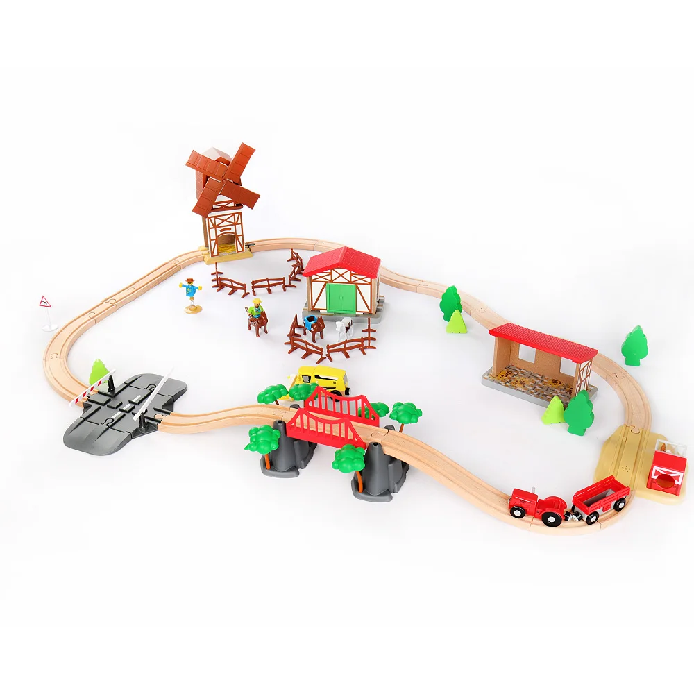  Train track toy roller coaster super long train team large wooden sliding electric early education and