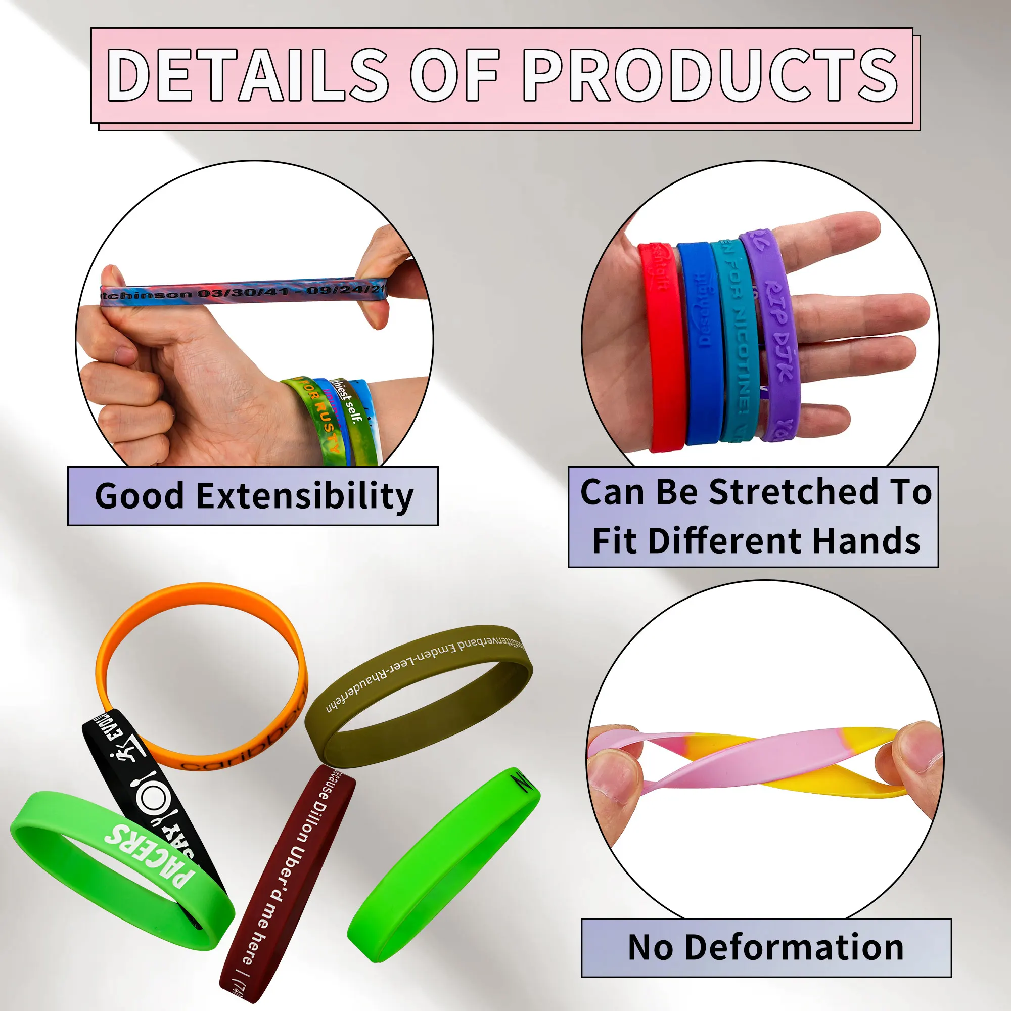 New Letter Silicone Bracelet Customized Fashionable Creative Environmentally Friendly Silicone Wristband