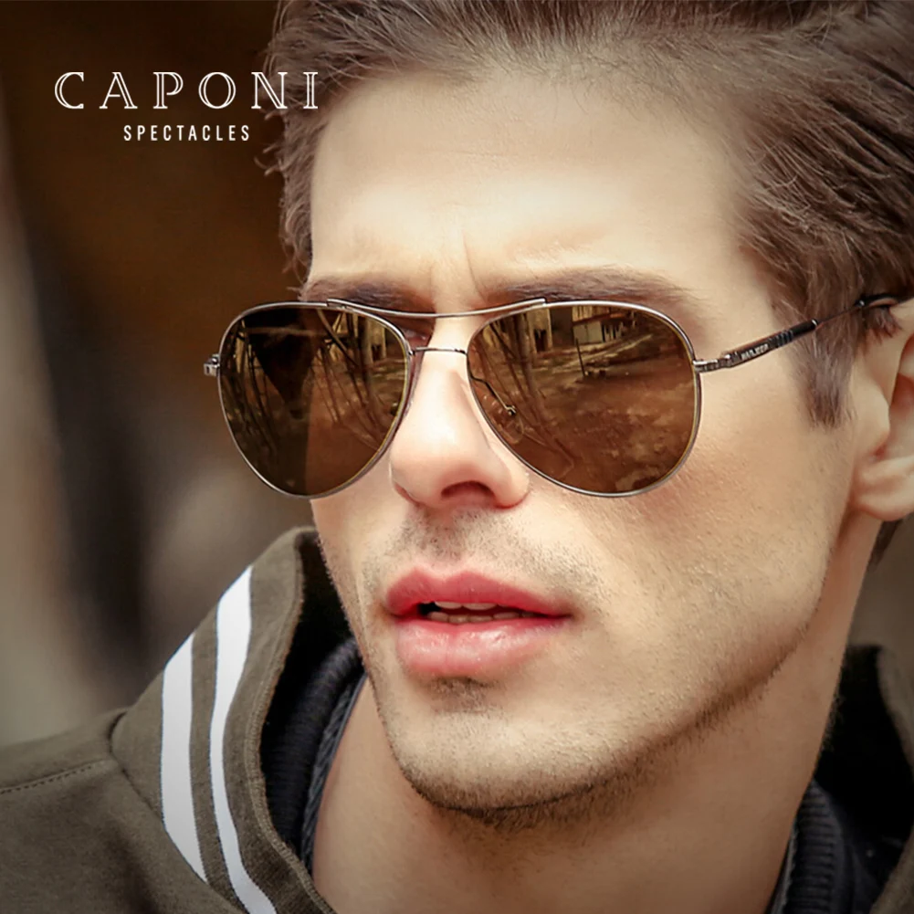  Солнцезащитные очки CAPONI BSYS3109 для мужчин и женщин умные поляризационные очки-авиаторы с меняющими цвет желтыми линзами