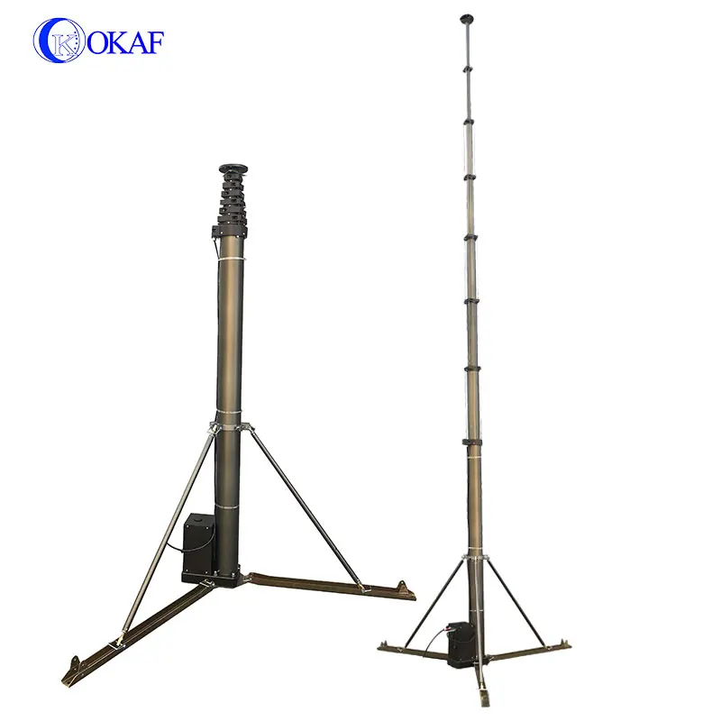 12m portable Mobile Aluminum Mast Tower Electric Motorized Telescopic Mast