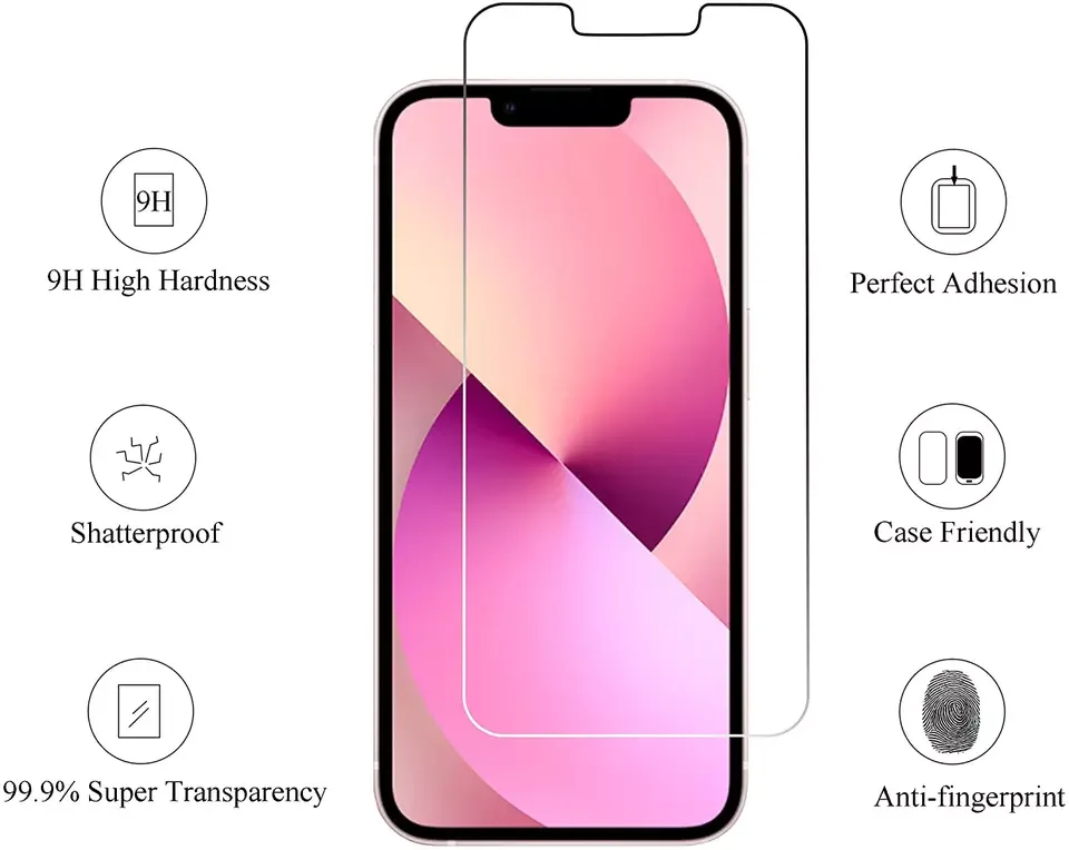 Защита экрана для iPhone 14 13 Pro Max 12 11 X XR 7 8 закаленное
