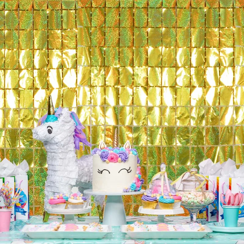 2025 новый фон для украшения вечеринки 1 м * 2 металлическая квадратная Глянцевая мишура фольга с бахромой шторы