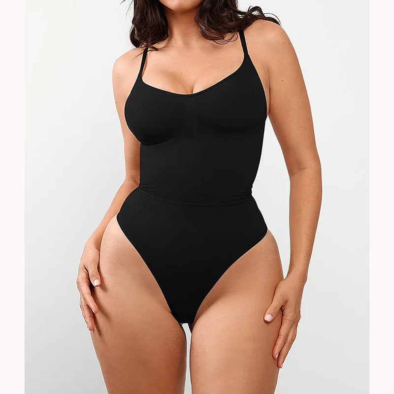 Breathable Adjustable Shoulder Strap Backless Bodysuit Shaper Snap Closure Design On The Crotch Thong Bodysuit