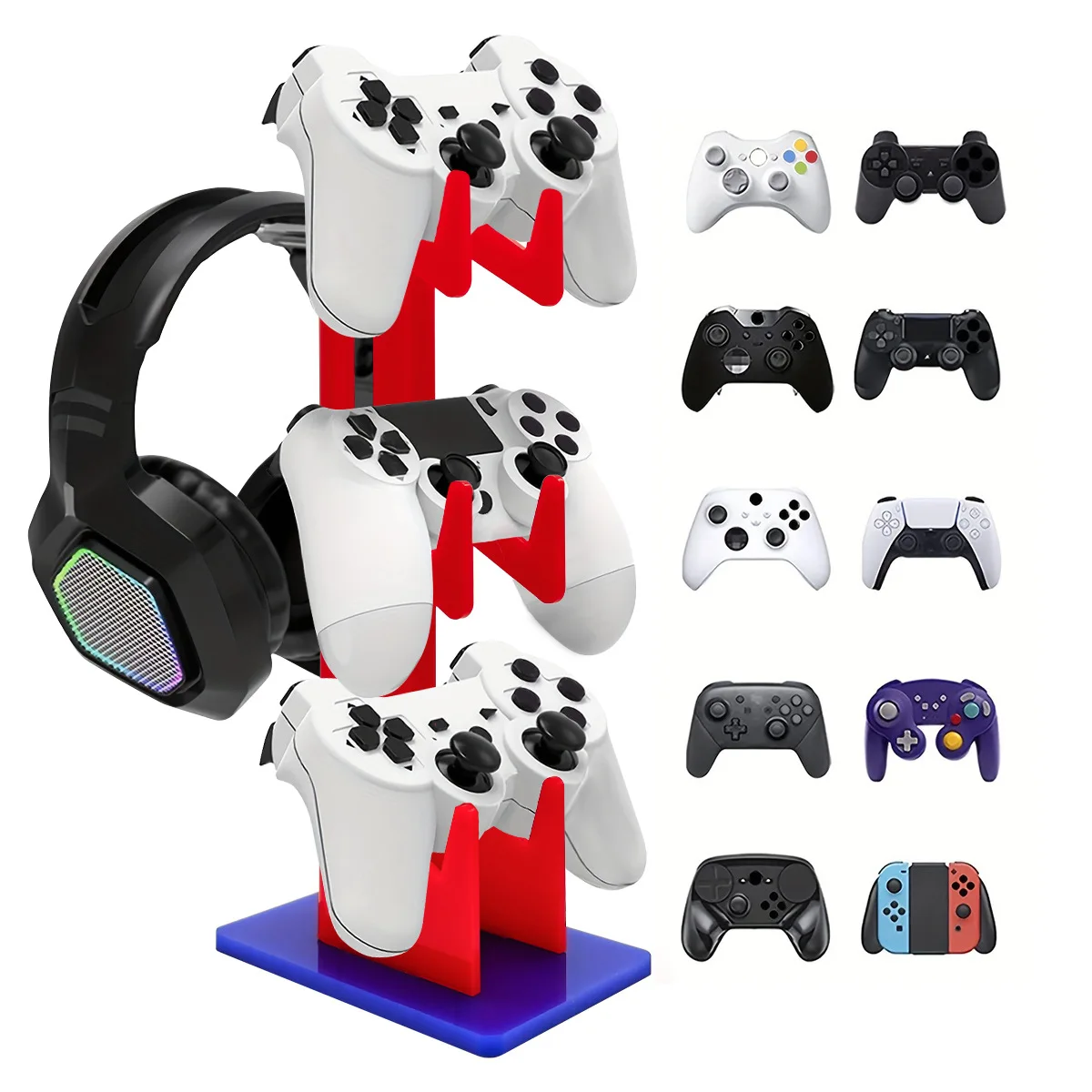 Universal 3 Tier Controller Holder and for PS5 Xbox ONE Switch Controller Stand Gaming Accessories Clear Acrylic Headset Stand