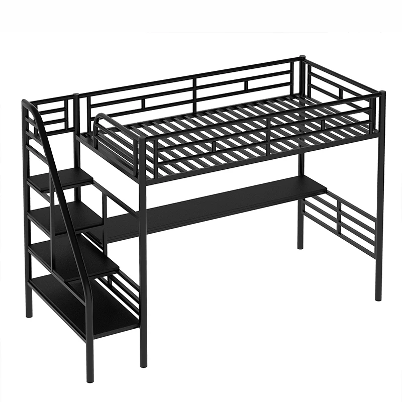 Adjustable Steel Loft Bunk Bed Frame Double Single Size for Dormitory Hotel School Home or Apartment Use Home Furniture