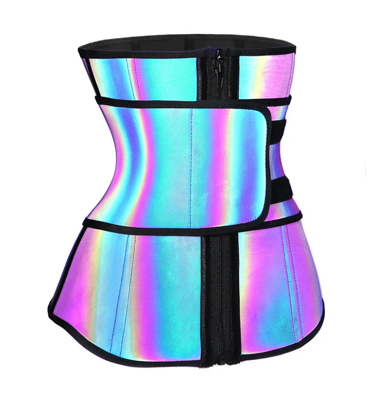New Arrival Rainbow Reflective Compression Tummy Control Women Corset Waist Trainer Back Support Shaper