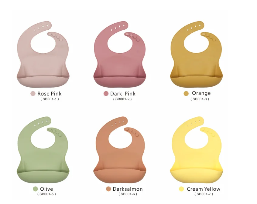 Wholesale Baby Feeding Supplies Silicone Baby Bib With with Food Catcher BPA Free Waterproof Baby Silicone Bibs