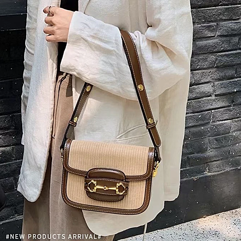 New Arrival Fall 2021 Fashion Luxury Custom Pink Brown Beige Small Shoulder Women Canvas Designer Handbag Female Ready To Ship