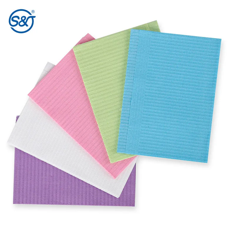 SJ Colorful Dental Bibs ECO Friendly Waterproof Absorbent 3 ply Surgery Disposable Medical Dental Bibs