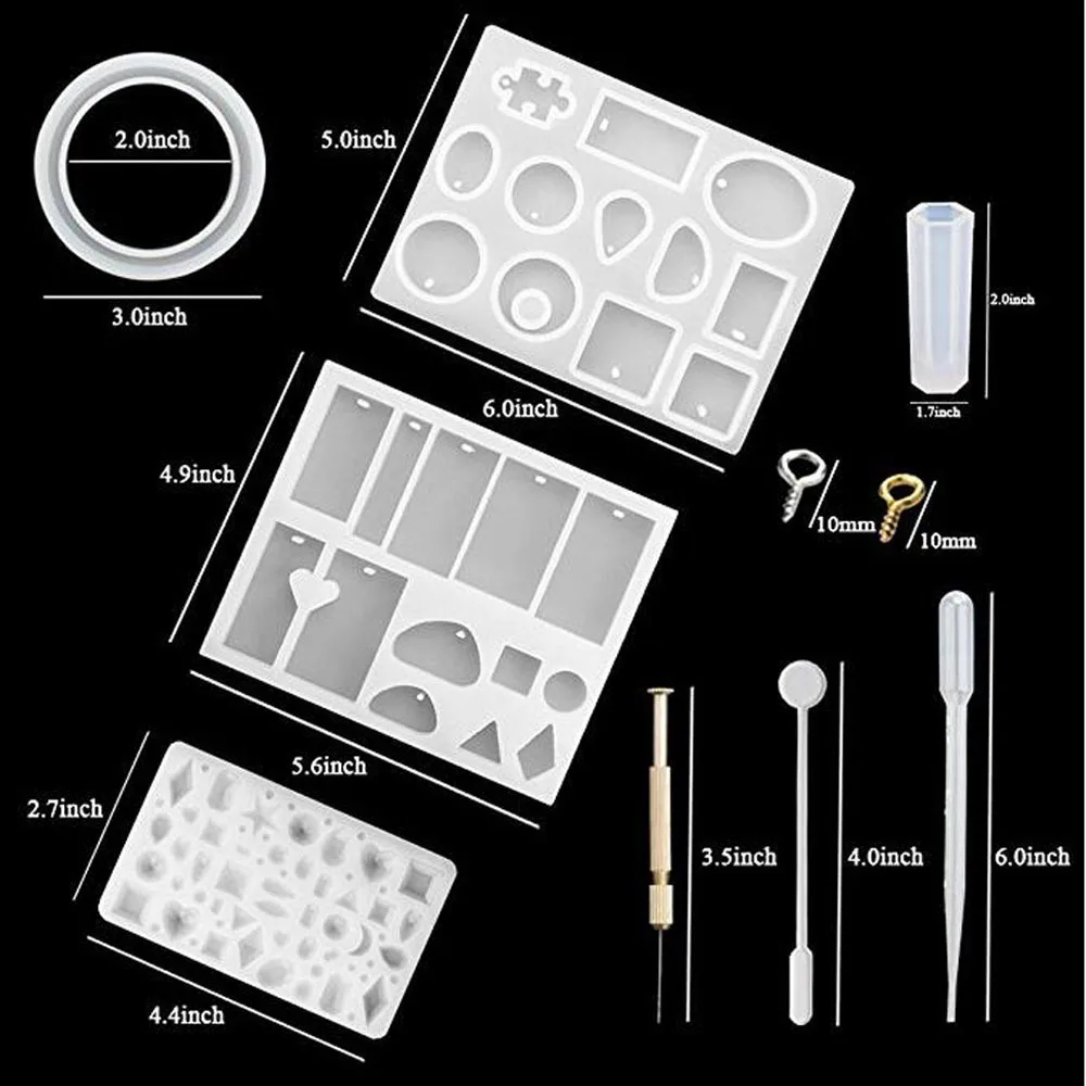 229 Pieces Epoxy Mold Pendant Ornaments Accessories Set Silicone Jewelry Cast Epoxy Resin Mold Set