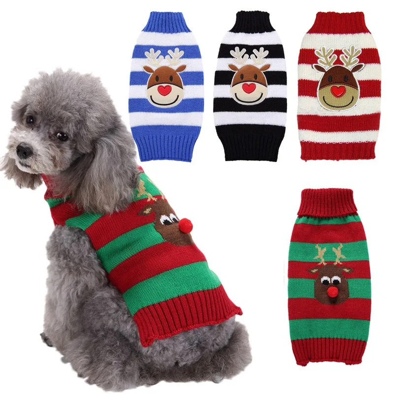 Low Price Warm Winter Dog Knitted Clothes Apparel Puppy Cat Christmas Sweater Coat Small Large Pet Clothes Dog Sweater