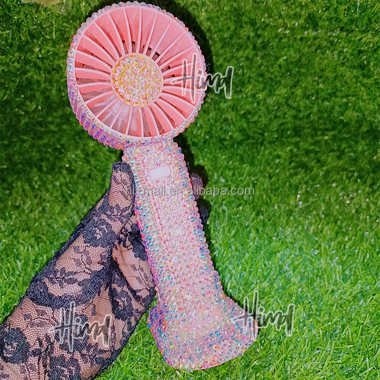 Bling Rechargeable Handheld Personal Fan USB Rechargeable Air Dryer Portable Mini Eyelash Fans For Lashes Extensions