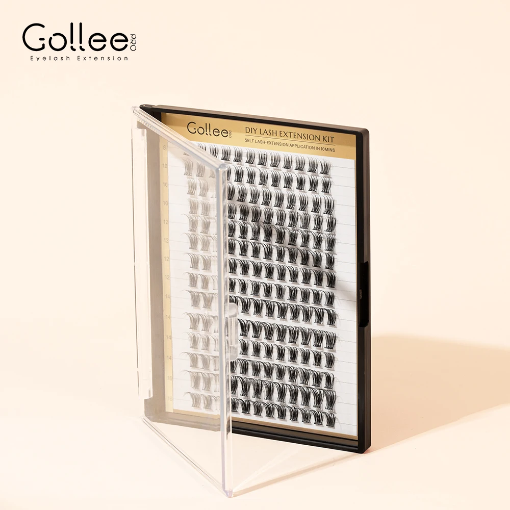 Gollee L Curl Natural Bond And Seal Waterproof Dark Brown Book Shampe Diy Segment Strip Eyelash Lash Cluster Extension Glue Kit