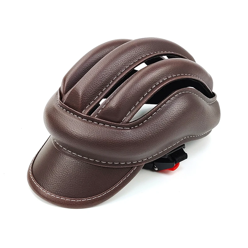 Fashion New Design Urban Bicycle Road Bike Helmet High Quality PU Leather Cycling Helmet with Visor