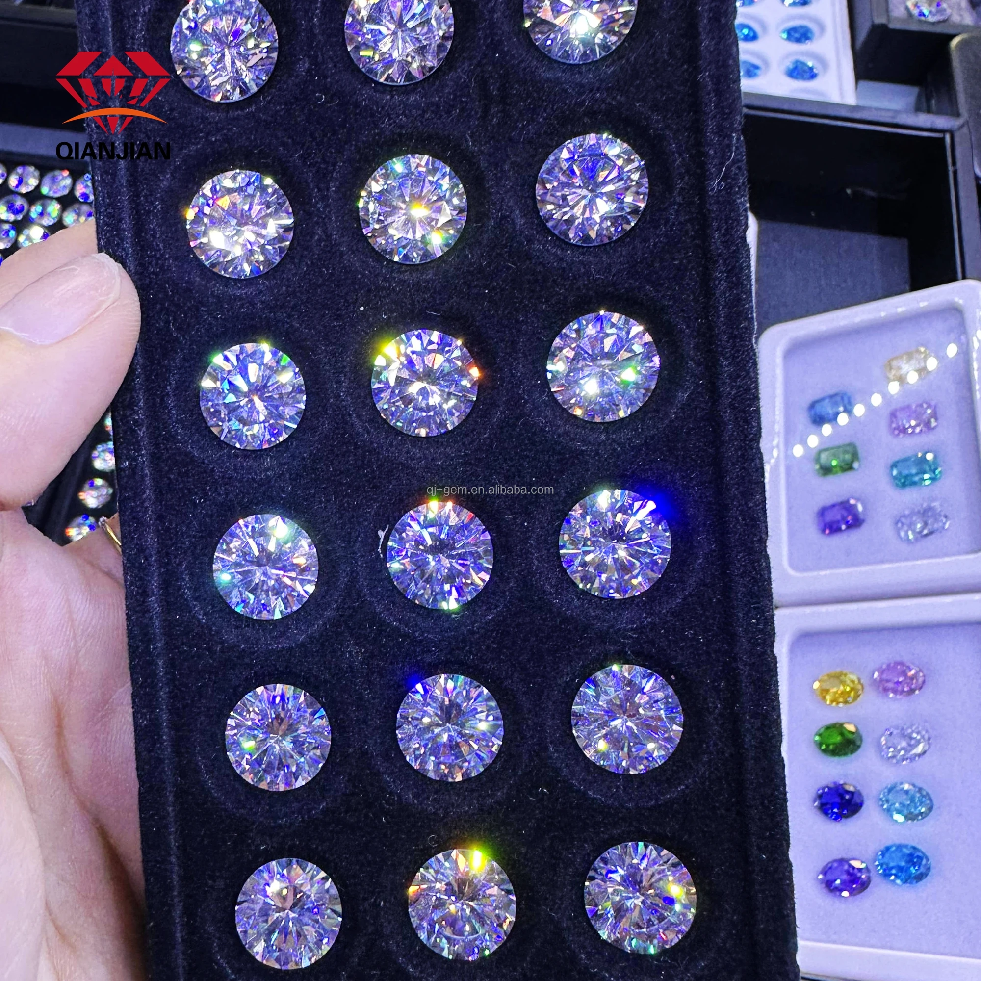 Qianjian Gemstone Jewelry Wholesale With GRA Certification DEF-GH VVS 10-15mm White Round Cut Loose Mossinate