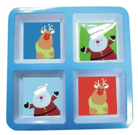 A5 Plastic Melamine Snack Divided Kids Plates Plastic Dishes with Cup Holder Melamine 4 Section Kids Plates
