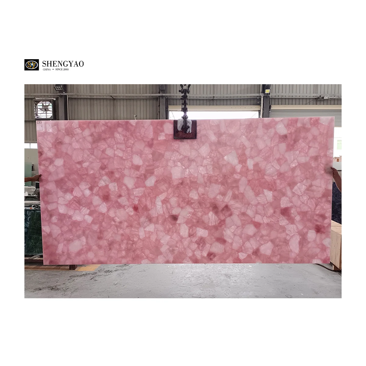 Large Size Pink Marble Backlit Crystal Translucent Rose Quartz Slabs For Wall Countertop