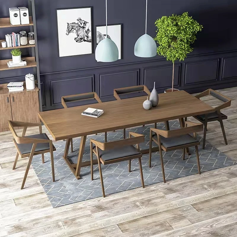 LANRAN Solid Wood Luxury Dining Table and Chairs Set 4 Home Office Furniture