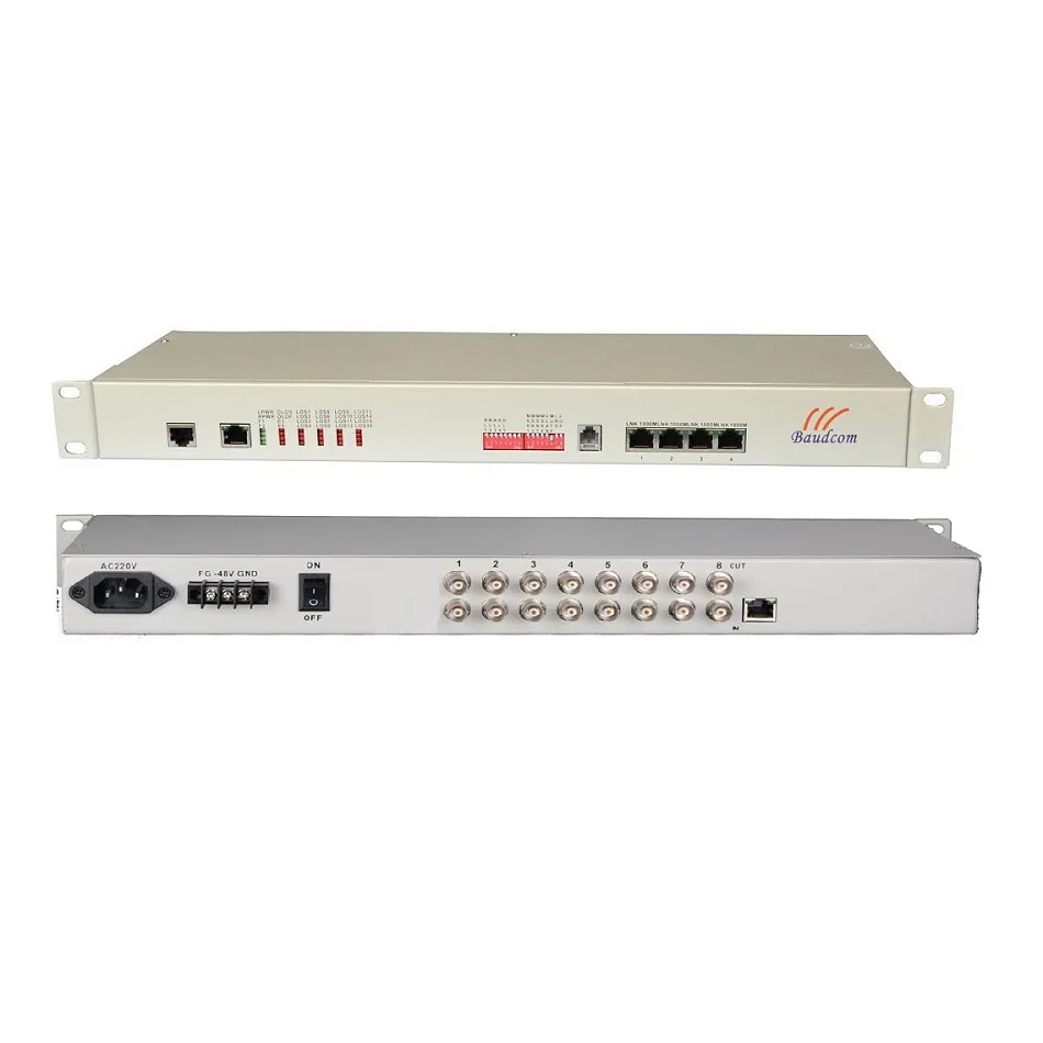 Baudcom 8E1 4 10/100/1000 Gigabit Ethernet Fiber Multiplexer