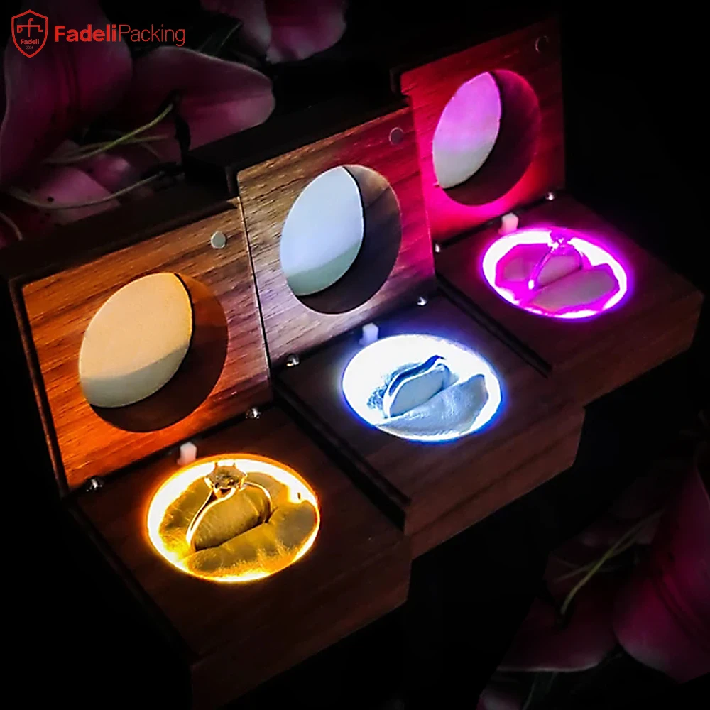 LED color light ring box with personalized design,Led Wedding Ring Box - jewlery box packaging