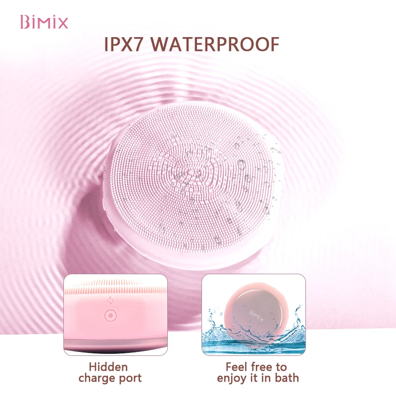 BIMIX Facial Cleansing Instrument Face Washing Brush Ultrasonic Vibration Massage Facial Pore Cleaner silicone Beauty Tool