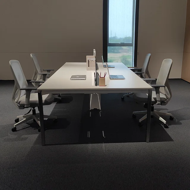 Современный стильный настольный стол из нержавеющей стали с выдвижными металлическими модулями для офисного использования