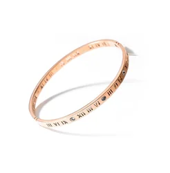 Hot sale fashion multi color rose gold plated stainless steel Rome digital women bangles