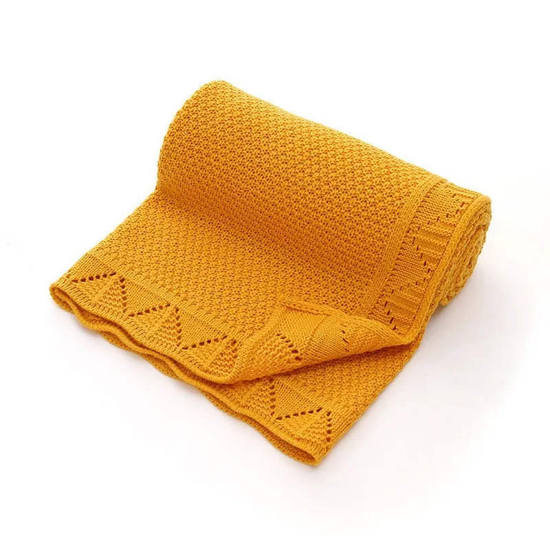 High Quality 100%Cotton 80x100cm Knitted Blanket Customized Embroidered Name Soft Breathable Receiving Blanket