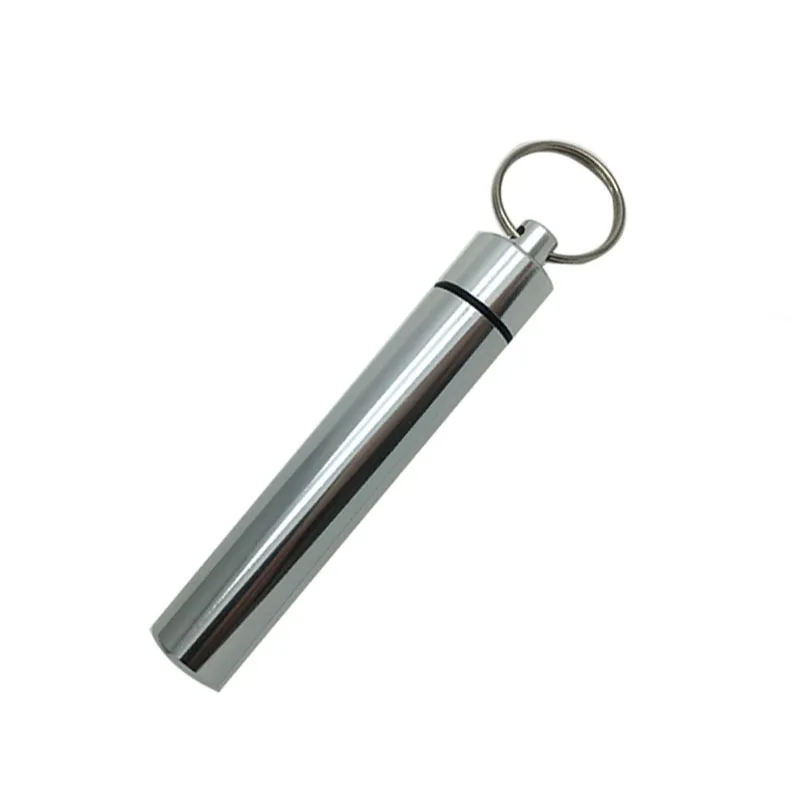 Waterproof Pill Holder with Keychain Aluminum alloy  Pill Case Custom Tablet Container toothpick keychain