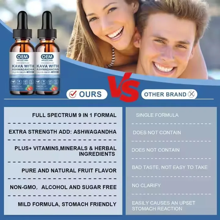 Private Label Organic Kava Kava Root Liquid Extract Drink 30% 70% Kava Liquid Drops Support Sleep Calm And Stress Relief
